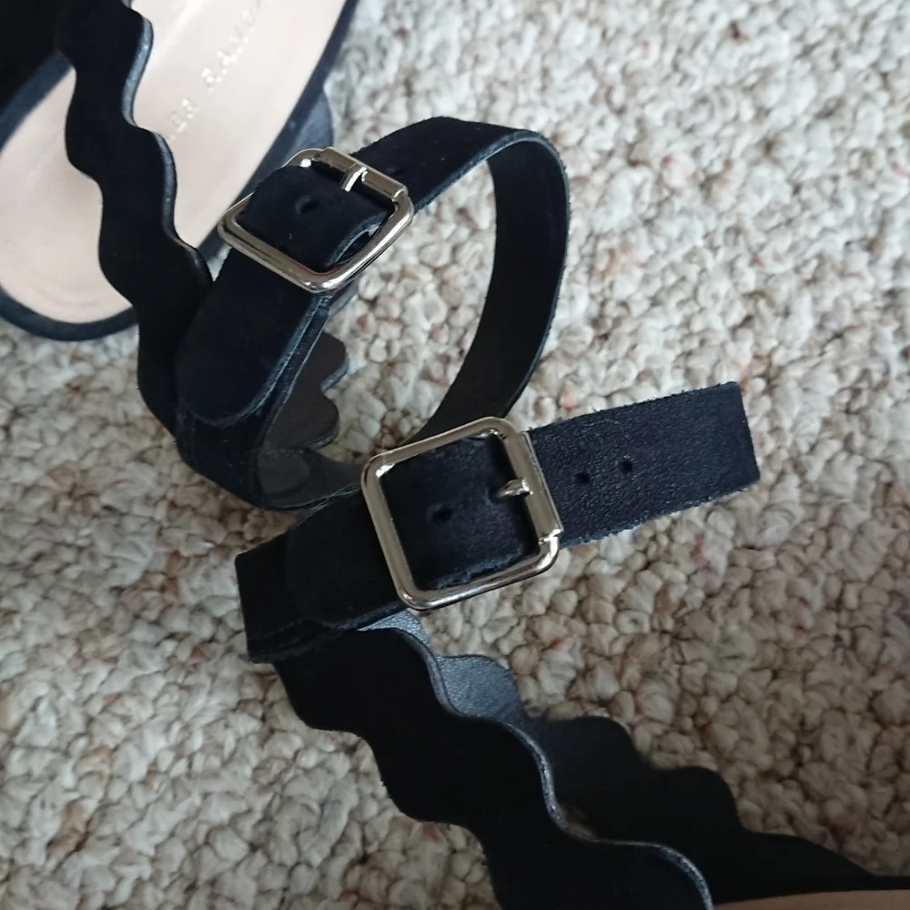 Loeffler Randall suede leather Piper Wedge in black size 7.5
